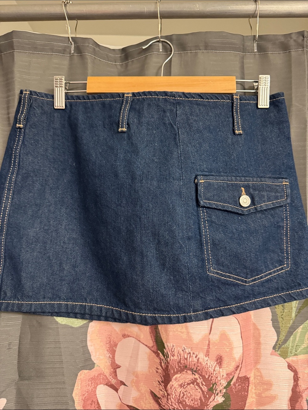 Zara Dark Blue Denim Mini Skirt with Patch Pocket